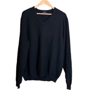 Brooks Brothers 346 black v-neck Merino wool blend sweater Size XL